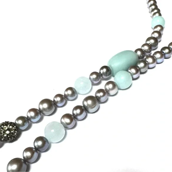 NEW ROSS-SIMONS Necklace Milky Aquamarine Gray Pearl Peridot NEW RS BOX